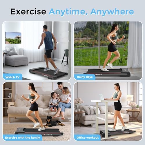 GOYOUTH Walking Pad Treadmill, Under Desk Treadmill for Home Office, Wide Belt Compact Treadmills 300 lbs Capacity, 2.25HP Shock-Absorbing Walking Jogging Running Machine Remote Included - Image 7
