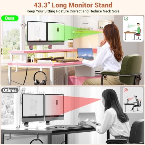 Aheaplus 59" Gaming Desk with RGB LED & Power Outlet &PC Case/Printer Stand - Image 7