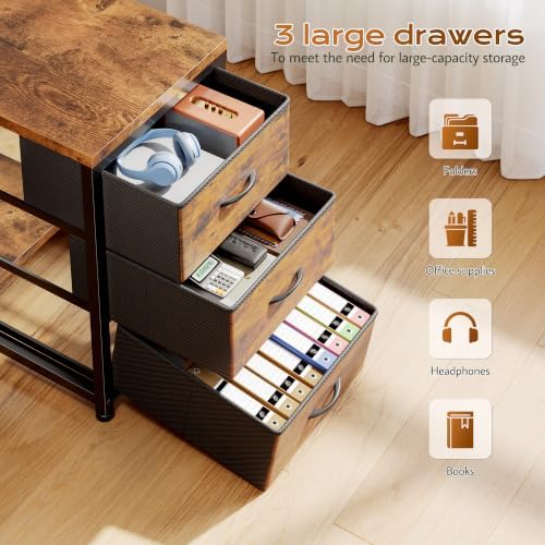 EnHomee 55" L Shaped Computer Desk with 3 Storage Drawers for Home Office - Image 4