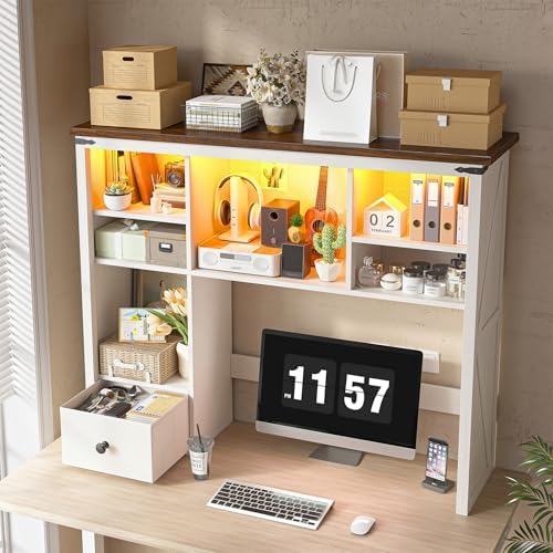 EnHomee Desktop Bookshelf, Computer Up to 27”, Adjustable Storage Shelf by EnHomee