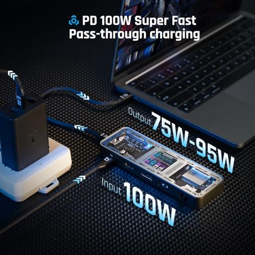 DOCKCASE Explorer Edition USB C Hub (10-in-1) with 4K@60Hz HDMI & DP, Gigabit Ethernet,1 USB-C and 3 USB-A Ports,100W Power Delivery, UHS-II TF/SD Card Slot for MacBook Air/Pro,XPS,and More - Image 5