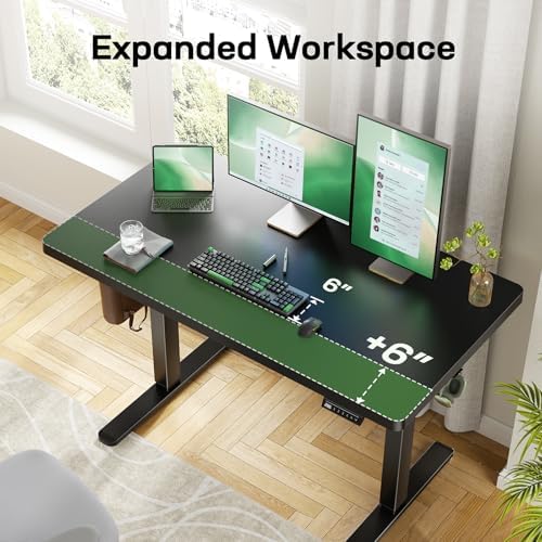 Marsail 63 x 30 Electric Standing Desk with One-Piece Desktop, Sit Stand Desk with Thickened Tabletop, Height Adjustable Stand Up Desk with Cable Management for Home Office(Frame+Desktop, 2 Packages) - Image 7