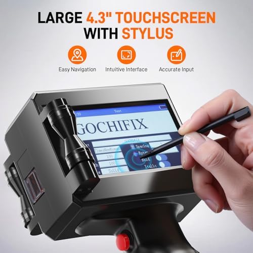 GOCHIFIX Handheld Inkjet Printer with 4.3'' Touch Screen Portable Handheld Printer Printing Height 0.08-0.5 Inch Inkjet Coding Machine for Text QRCode Barcode Image Date (Support 27 Languages) - Image 5