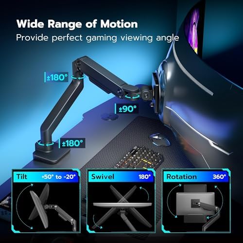 ARES WING Ultrawide Monitor Desk Arm with USB A/C for 17 to 49 Inch Screen - Image 4