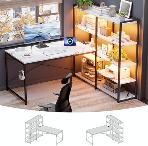 Pamray 49 Inch L Shaped Gaming Computer Desk with Shelves and Storage by PAMRAY