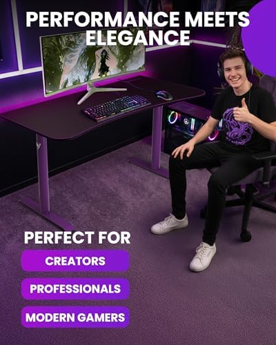 Arozzi Arena Medium Gaming Desk Purple - Image 5