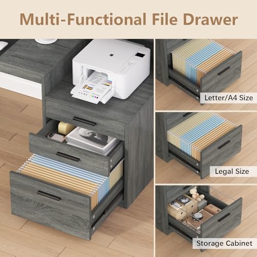 YOMILUVE 65" Computer Desk with 3 Drawers & Printer Shelf for Home Office - Image 5