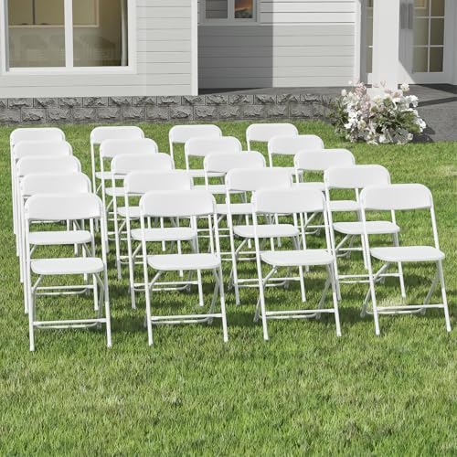 20 Pack White Folding Chairs for School Events Wedding Party Picnic by IWDOO