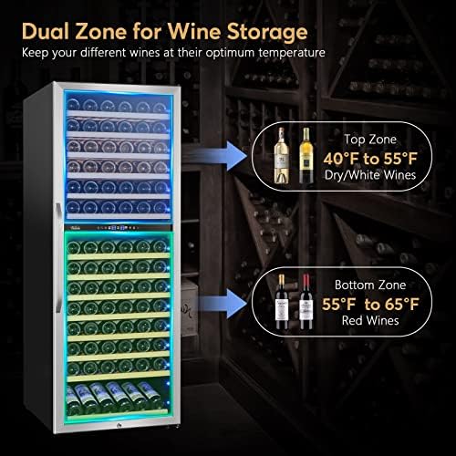 24 Inch Wine Cooler Fridge Dual Zone, Professional Large Capacity High Wine Refrigerator with Powerful Compressor, Quiet Operation and Elegant Design-KMHJ408D - Image 2
