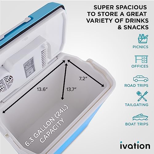 Ivation Electric Cooler & Warmer, Portable Thermoelectric Fridge w/Handle - Image 3