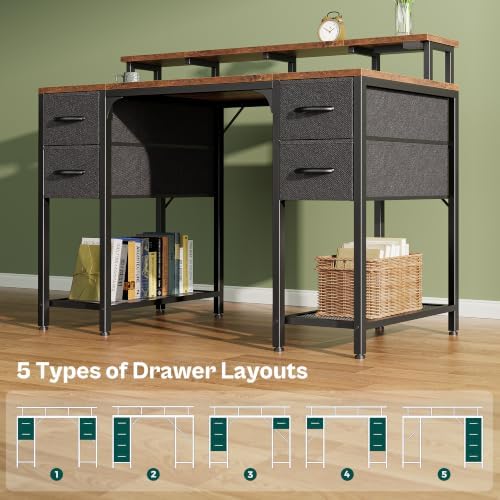 Huuger 47 inch Computer Desk with Power Outlets & 4 Drawers - Image 5