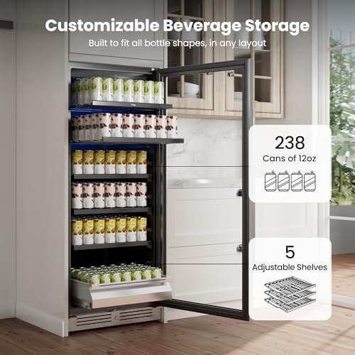 Yeego 24 Inch Beverage Refrigerator, 238 Can Beer Cooler with Glass Door - Image 5