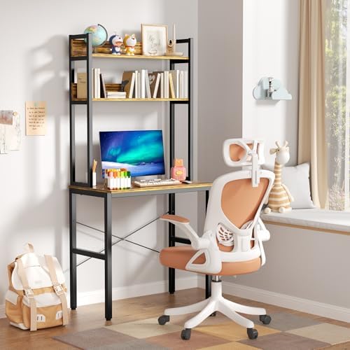 Aquzee Small Desk with Shelves, Computer Desk with Hutch, 31" - Image 2