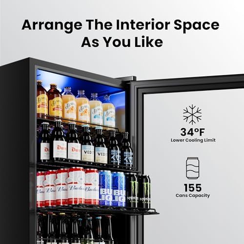Yeego Beverage Refrigerator Drink Cooler, 155 Cans Mini Fridge - Image 4