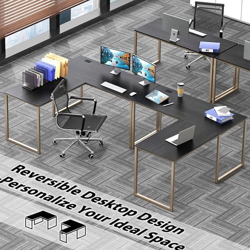 SHW Mission 55 x 60 L-Shape Home Office Computer Desk, Espresso - Image 2
