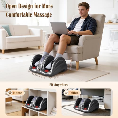 Foot Massager with Heat, Shiatsu Foot Massager for Circulation and Pain Relief and Heat Therapy, Ankle, Calves and Feet Massage with Deep Kneading Rolling, Gifts for Women Men Mother Father, GREY - Image 3