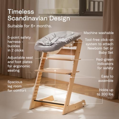 Stokke Tripp Trapp High Chair with Newborn Set and Tray, Natural/Grey - Image 2
