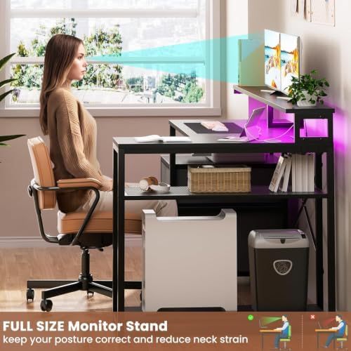 Aheaplus L Shaped Desk with File Drawer, Reversible L Shaped Gaming Desk - Image 6