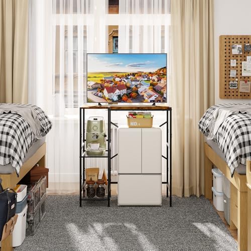 Mini Fridge Stand with Storage Shelves Dorm Microwave Stand Reversible - Image 4