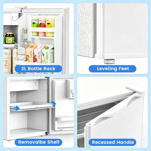 Antarctic Star Mini Fridge, Rated 1.6 cu.ft, Small Upright Refrigerator with Removable Shelves, 7 Adjustable Thermostat, Low Noise for Bedroom/Apartment/Office,White - Image 5