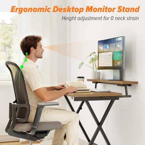 WOHOMO Folding Computer Desk with Monitor Stand, Adjustable Height, Walnut - Image 5