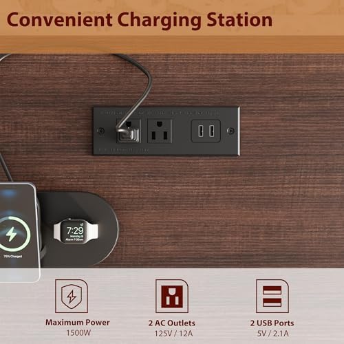 IDEALHOUSE 60" Farmhouse Wooden Home Office Executive Desk with Drawers - Image 3