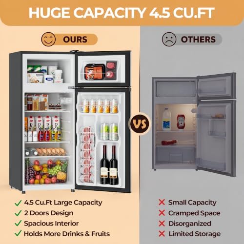 Manastin 4.5 Cu.Ft 2-Door Mini Fridge Freezer, 2-Piece Set for Dorm/Office - Image 3