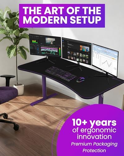 Arozzi Arena Ultrawide Curved Gaming Desk Purple - Image 6