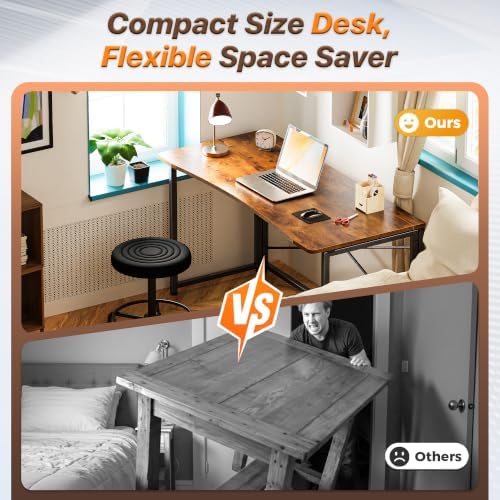 Huuger Folding Desk for Small Spaces, 47.2 Inch Foldable Computer Table - Image 3
