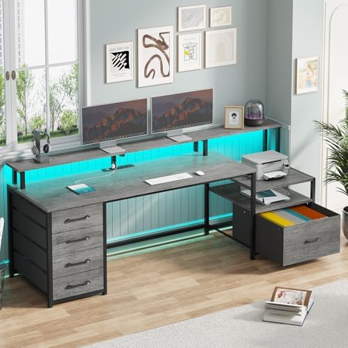 SEDETA 66'' Computer Desk with 5 Drawer, Power Outlet for Home Office by SEDETA
