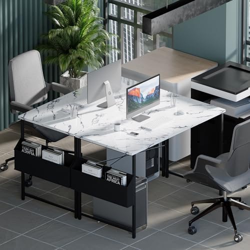Pamray 47 Inch Computer Desk for Small Spaces with Storage Bag, Home Office Work Desk with Headphone Hook, Small Office Desk Study Writing Table - Image 2