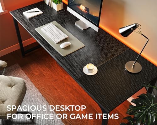 Huuger Computer Desk, 70 Inch Office Desk, Gaming Desk with Storage, Writing Desk Work Desk for Home Office, Study, Long Simple Desk, Large Legroom, Metal Frame, Black - Image 5
