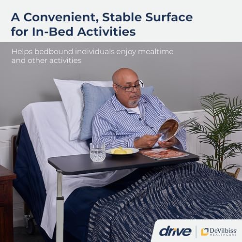 Drive Medical 13003 Non Tilt Top Overbed Table with Wheels, Chrome - Image 4