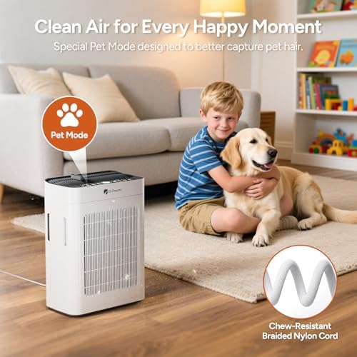 Dr.Prepare Air Purifier for Home Bedroom Large Room Up to 3,000 ft², HEPA Air Cleaner with Dual-Sided Washable Pre-Filter, 20dB Sleep Mode & Fragrance, AQI Display,Auto & Pet Mode for Smoke Odors - Image 4