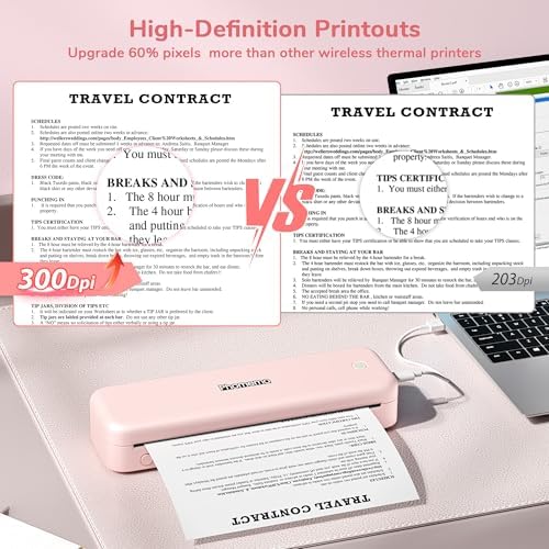 Phomemo M834 Inkless Portable Thermal Printer with a Case, 8.5 x 11, Pink - Image 5