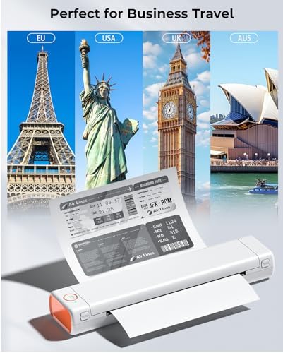 Phomemo Portable Printers Wireless for Travel, M08F Thermal Bluetooth Printer Support for 8.5"x11" US Letter, Inkless Printer Compatible with iOS, Android,White,1 Printer + 10 Sheets of Thermal Paper - Image 2