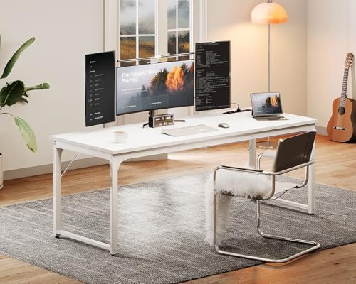Coleshome 71 Inch Computer Desk with USB Ports, Large Office Desk, Long Study Student Writing Desk, White - Image 6