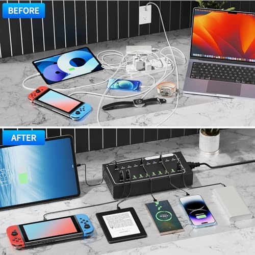 430W Fast USB Charging Station, Vantacent89 20 Port (10 PD+10 QC) USB C Charging Station for Multiple Devices, Charger Block with Intelligent Protection for iPhone, Android Cell Phone, iPad, Tablet - Image 4