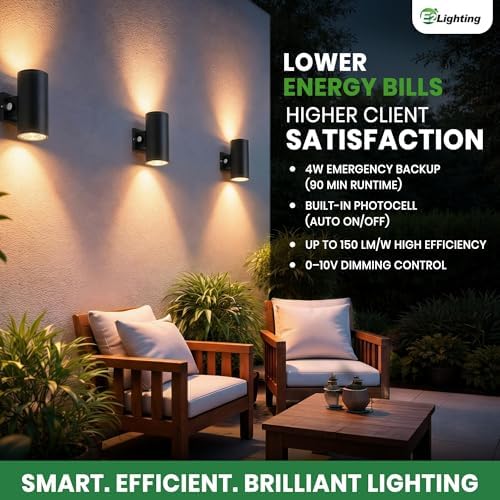 E2 LIGHTING 6 Pack LED Wall Mount Cylinder, Up & Down Outdoor Wall Sconce - Image 6