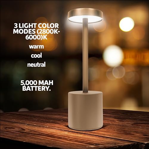 Upper Midland Products 10 Pack - Gold Rechargeable Cordless Table Lamps, Portable LED Desk Lamps, Dimming 5000mAh Rechargeable Battery Powered LED Lighting for Restaurant,Bar, Bedroom, Outdoor, Party - Image 5