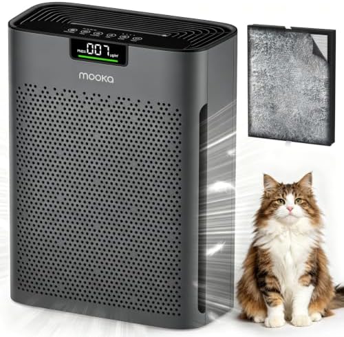 MOOKA Air Purifier for Home Bedroom Large Room 2200 Ft², HEPA Filter, Grey by MOOKA