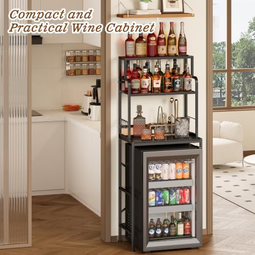 3 Tier Mini Fridge Stand Shelf with Storage for Kitchen and Dorm（Black) - Image 7