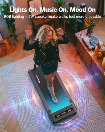 MERACH UltraWalk W60 Walking Pad Treadmill with 12% Auto Incline, Under Desk Walking Pad 400lb Capacity, Max 3.5HP Heavy Duty Walking Pad with Incline for Tall People with BT Speaker, RGB Light & APP - Image 6