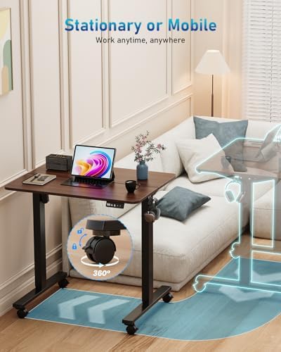 32" Small Rolling Electric Standing Desk Adjustable Height for Home Office - Image 4
