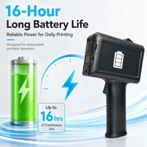 Handheld Inkjet Printer, Portable Batch Code & Expiration Date Printer with 42ml Fast-Dry Ink for Barcode, QR Code, Logo on Plastic, Metal, Glass, Wood & Cardboard - Image 6
