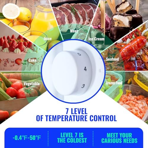 3.5 Cu.ft Fridge Dorm Fridge Refrigerator with Adjustable Glass Shelves, 7 Level Temperature Control Suit for Bedroom, Office, Apartment Yellow - Image 3
