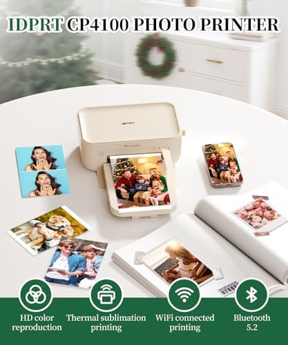 iDPRT 4x6 Photo Printer with 108 Sheets & 2 Ribbons,Instant Picture Printer - Dye Sublimation, Portable Color Photo Printers for iPhone, Android, WI-Fi Connnecting, Home Use - Image 4