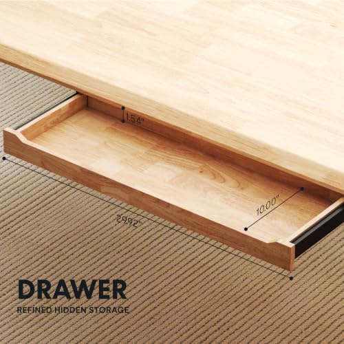 FLEXISPOT 63" WoodiX Solid Wood Executive Standing Desk with Drawer, Maple - Image 6