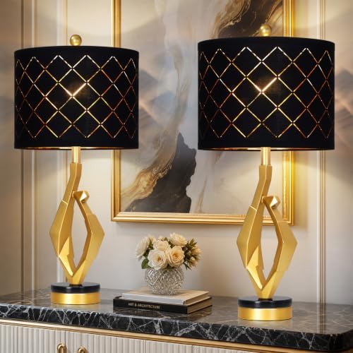 CINSARY 30" Tall Black and Gold Table Lamps Set of 2 for Living Room by CINSARYLAMPSTYLE