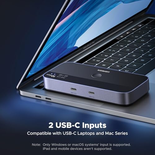 UGREEN 10 Gbps USB-C Switch Support File Sync & Cross-Screen Drag, USBC 3.2 Switch 2 Computers Share 4 USB 3.2 Gen 2 Ports, USB Switcher Selector Sharing Keyboard and Mouse with Controller - Image 6